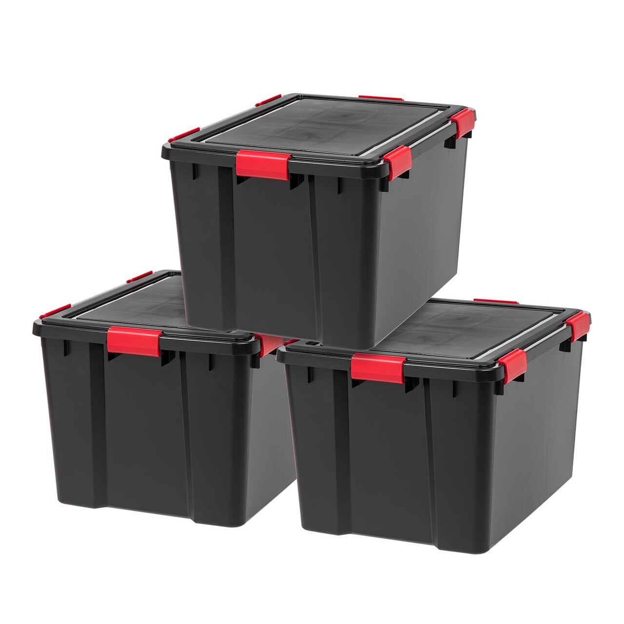 IRIS USA WeatherPro™ Bin Tote Organizing Container, Black/Red